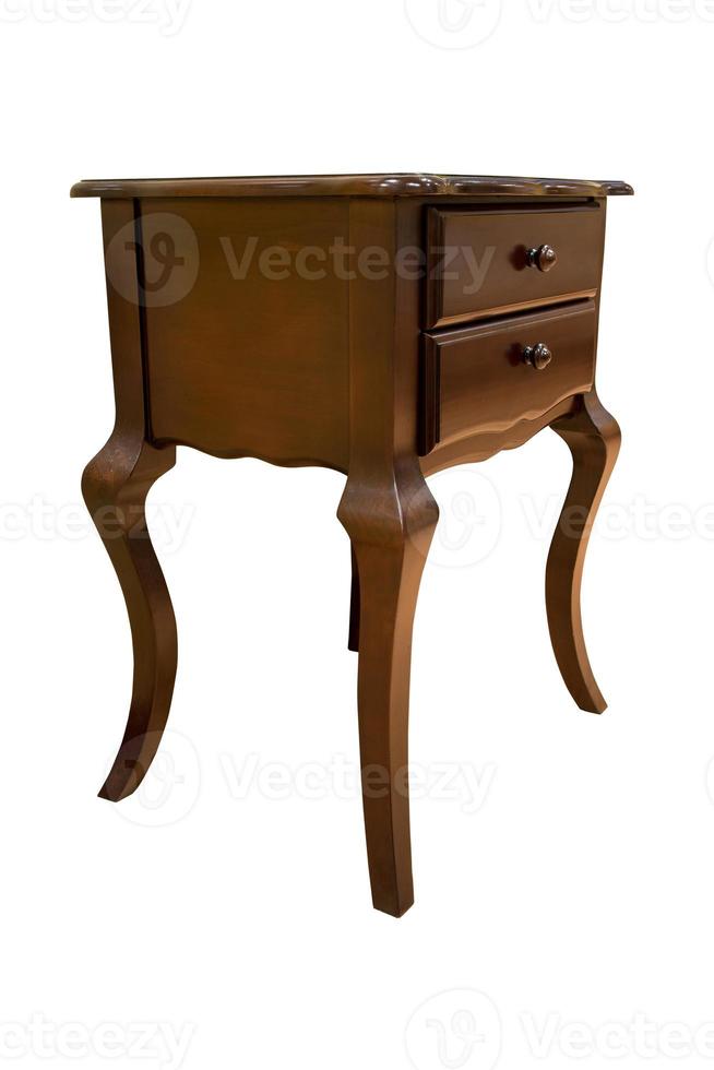 Wooden table with drawers isolated. photo