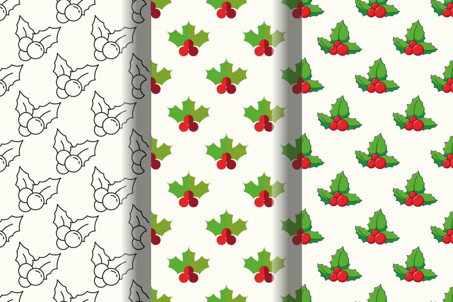 Collection of vibrant seamless vector patterns of mistletoe for web sites and printing