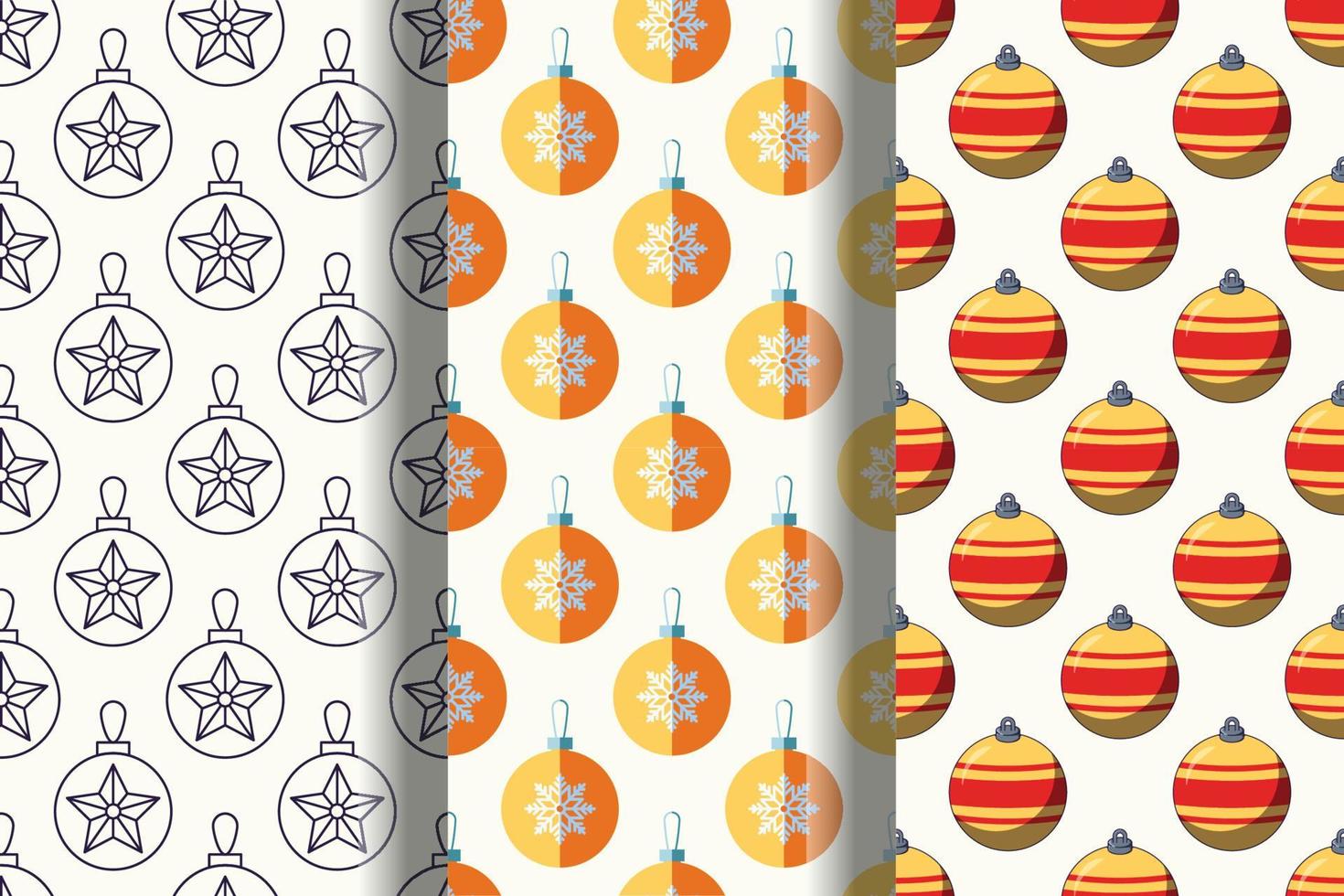 Set of vivid seamless patterns of Christmas bauble for printing and wrapping vector