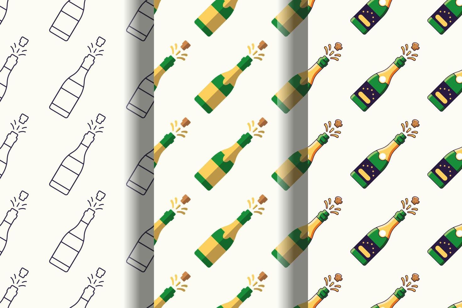 Pack of colorful seamless vector patterns of champagne