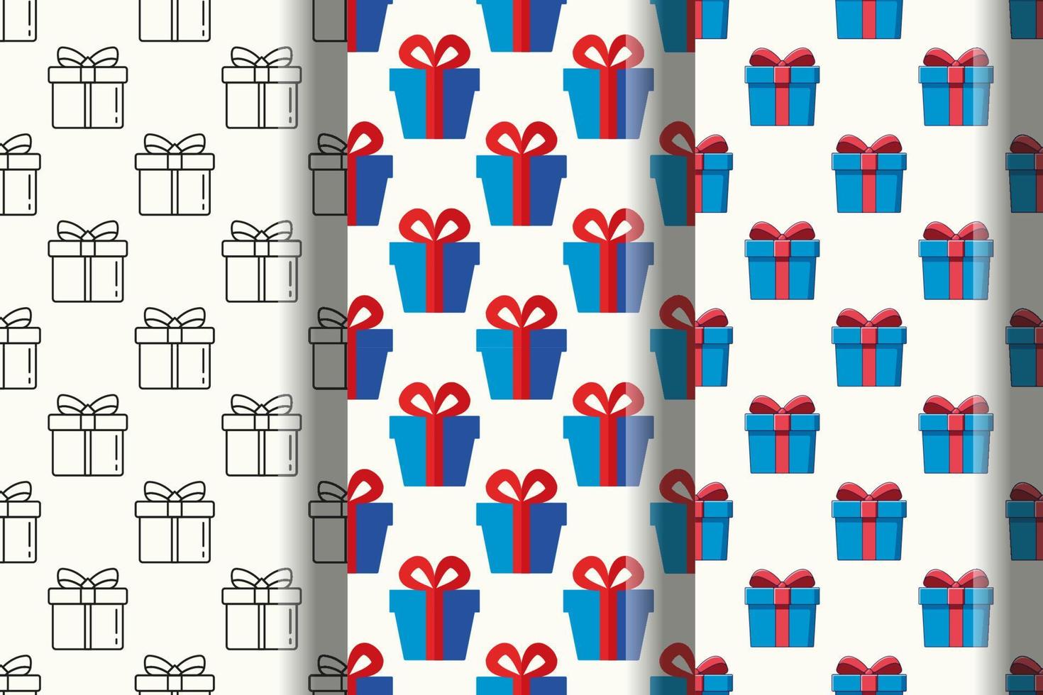 Collection of vibrant seamless vector patterns of giftbox for web sites and printing