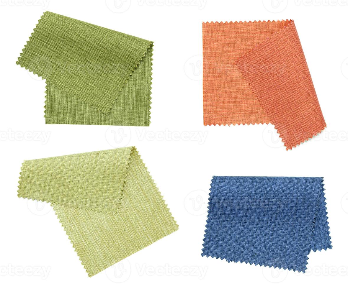 set of color fabric sample isolated on white background photo
