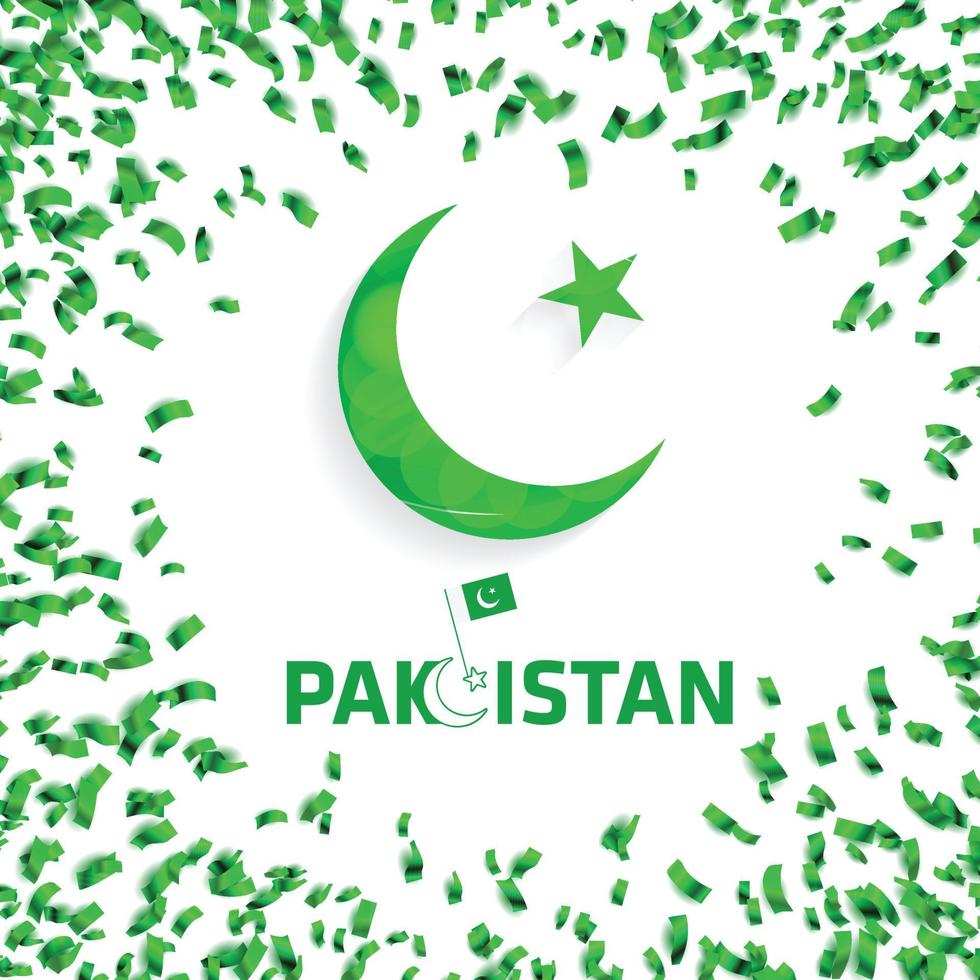 Creative illustration for independence day celebration of pakistan. Greey Star and Moon with Flag on vector