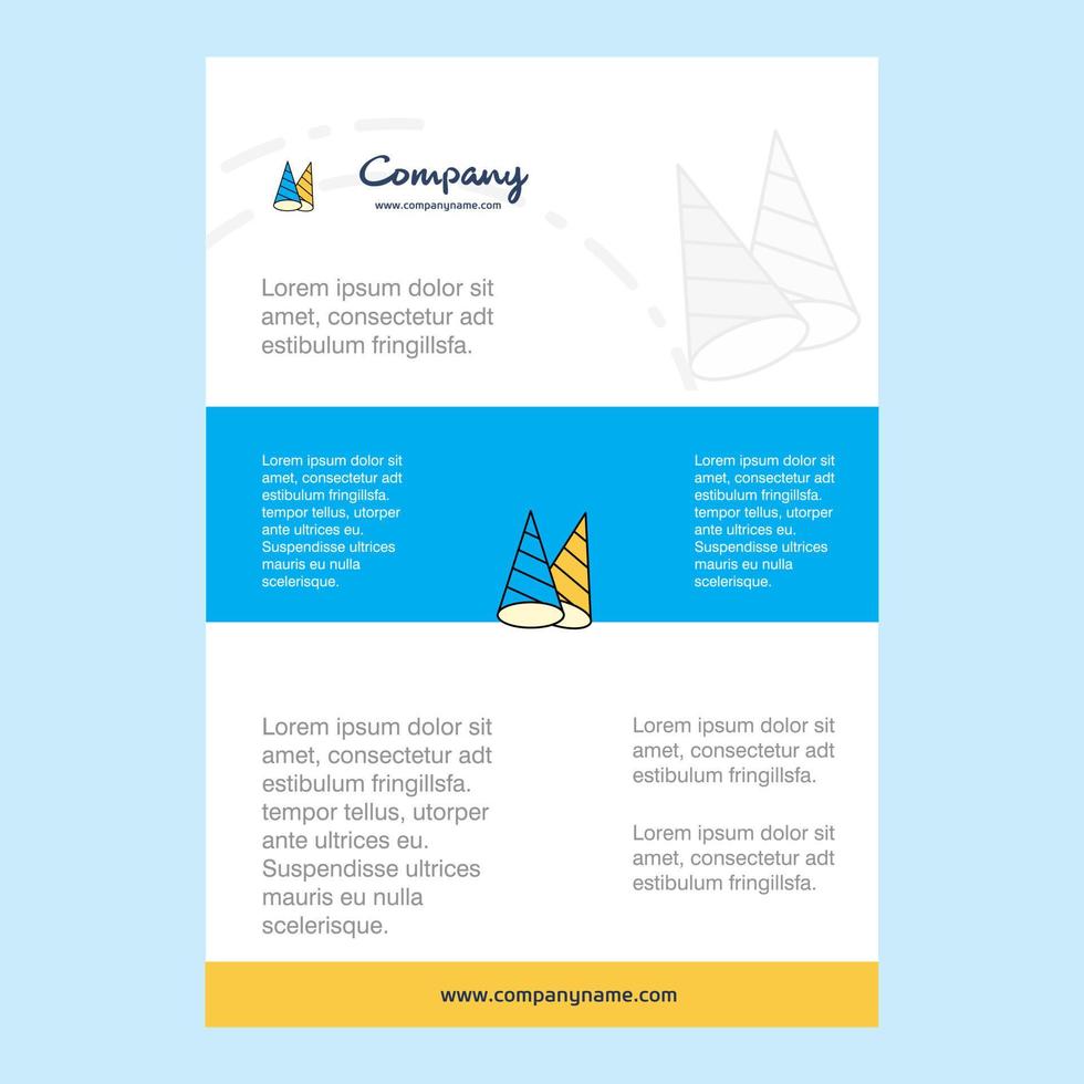 Template layout for Cone cap comany profile annual report presentations leaflet Brochure Vector Background