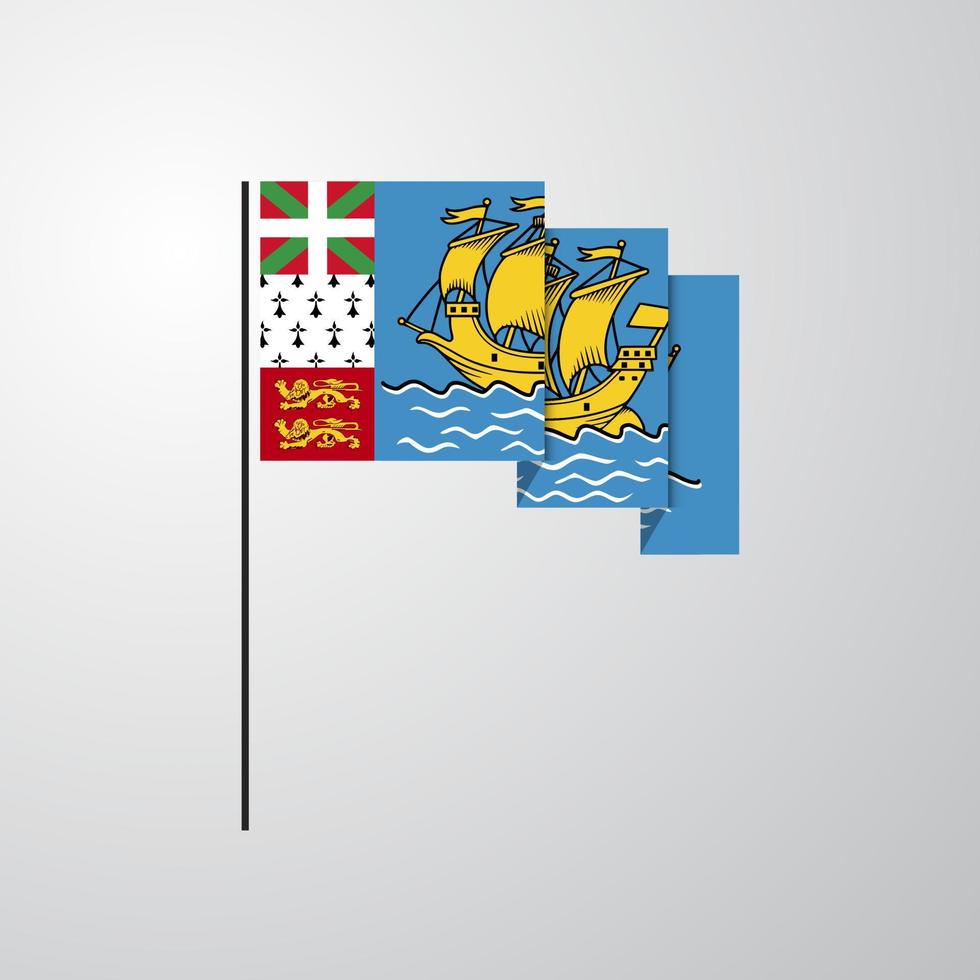 Saint Pierre and Miquelon waving Flag creative background vector