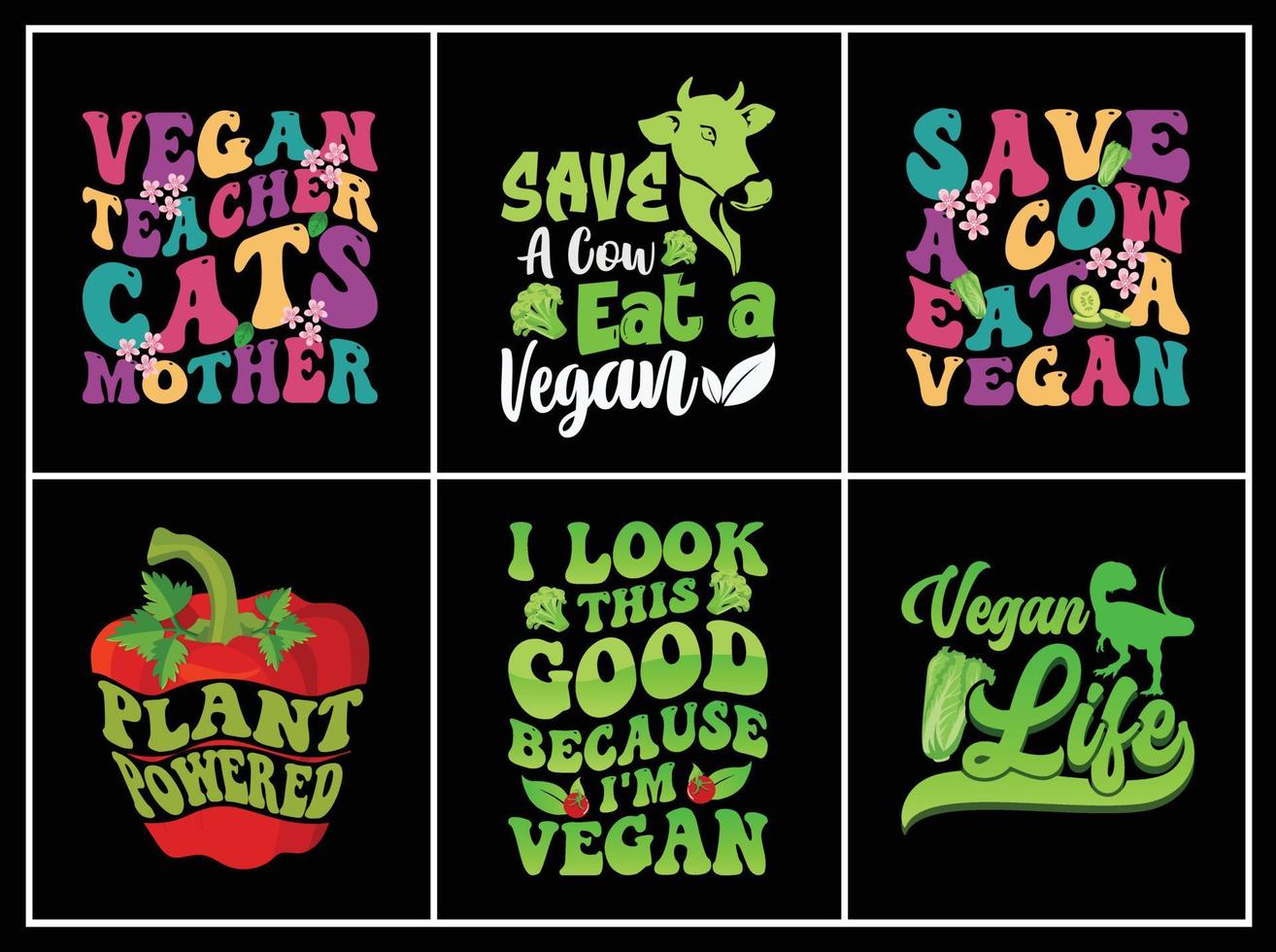 impresión de paquete de diseño de camiseta vegana vector