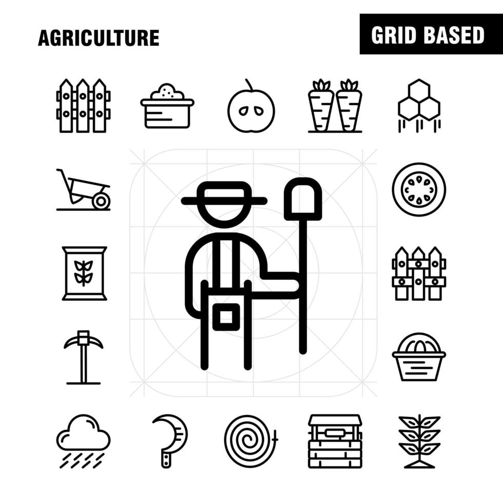 paquete de iconos de línea de agricultura para diseñadores y desarrolladores vector