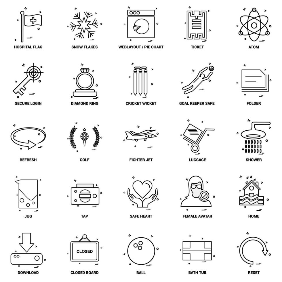 25 Business Concept Mix Line Icon set vector