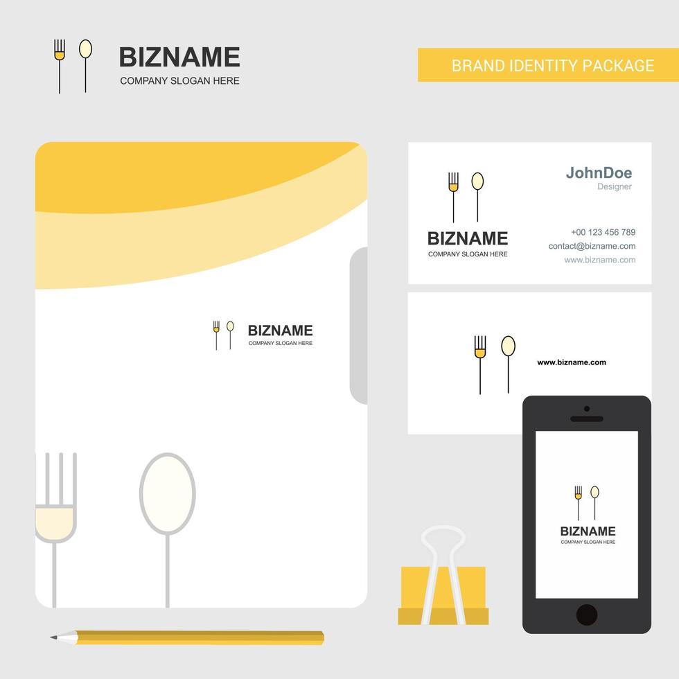 Fork and spoon Business Logo File Cover Visiting Card and Mobile App Design Vector Illustration