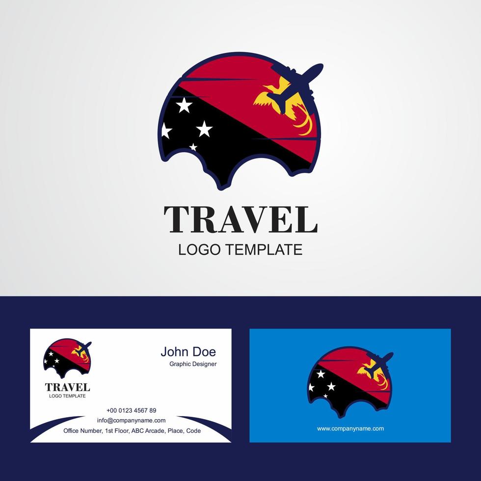 Travel Papua New Guinea Flag Logo and Visiting Card Design vector