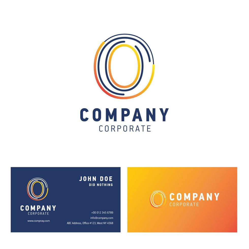 O company logo design with visiting card vector