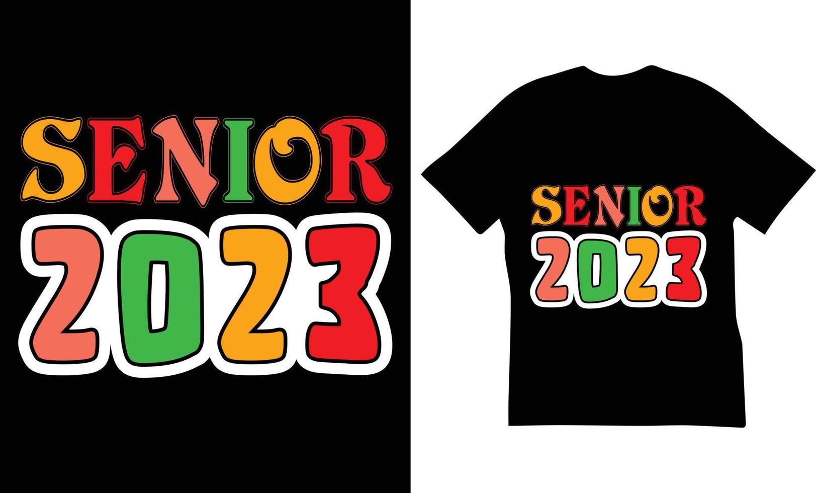 Diseño de camisetas con citas senior 2023. el mejor diseño de camisetas con citas de feliz año nuevo. vector