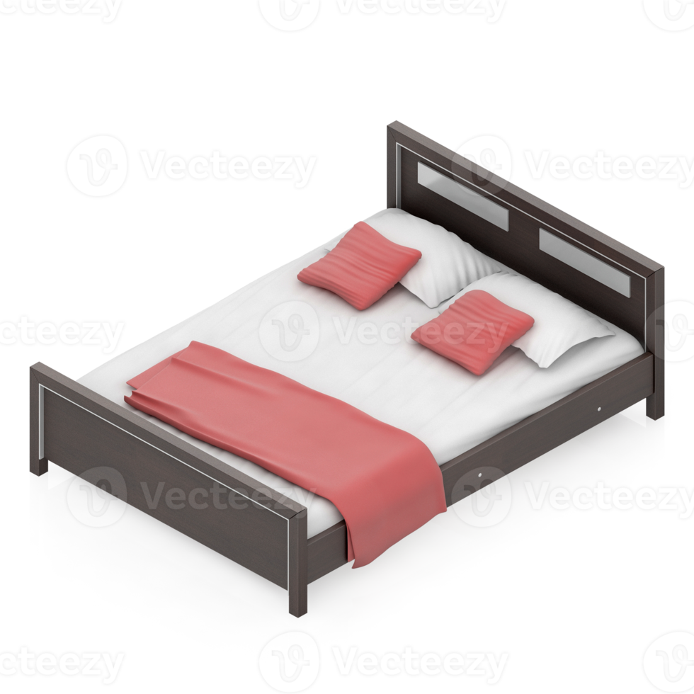 Isometric Bedroom 3D render png