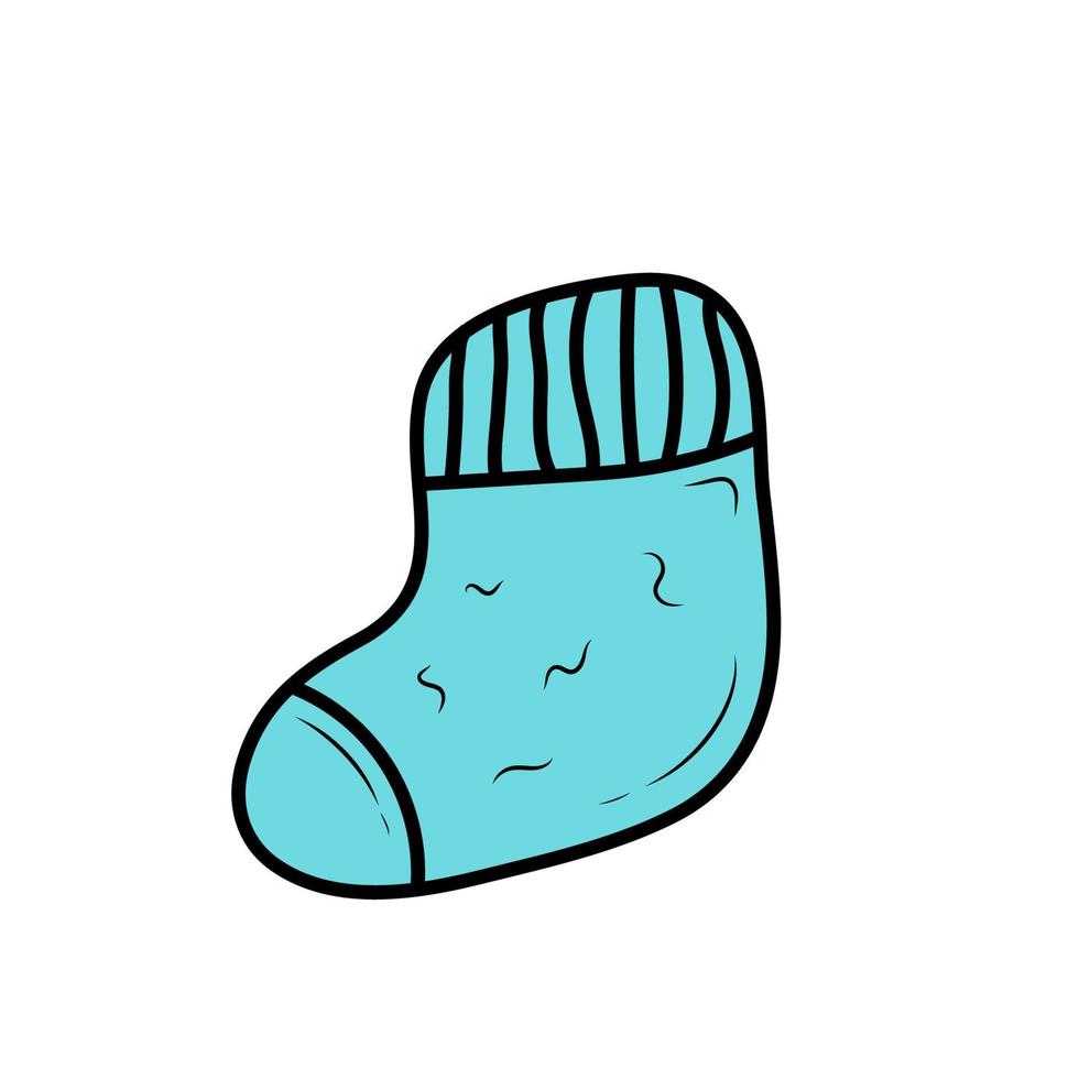 Christmas doodle sock. Hand drawn sketch. Vector doodle illustration ...