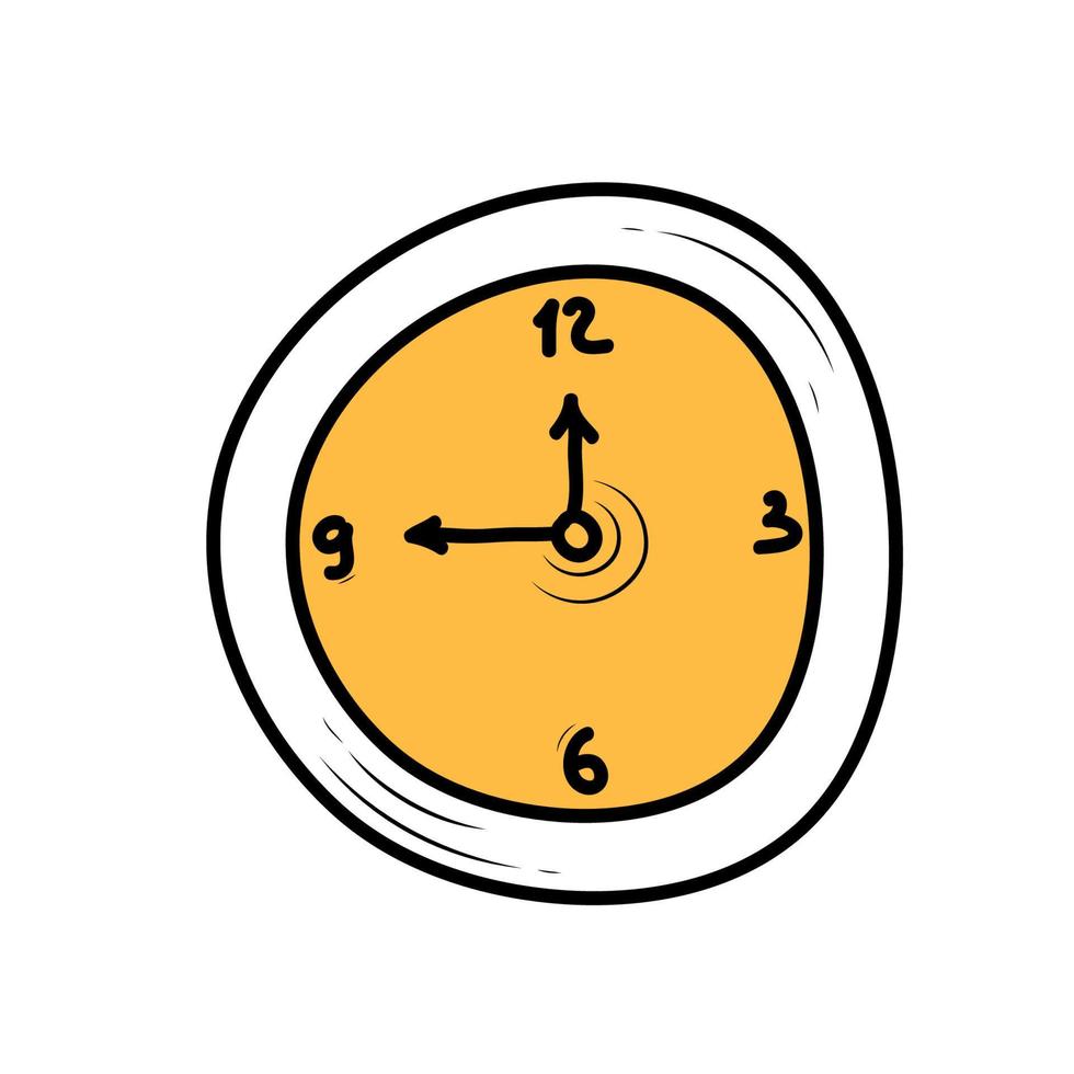 lindo reloj de garabato. ilustración vectorial dibujada a mano vector