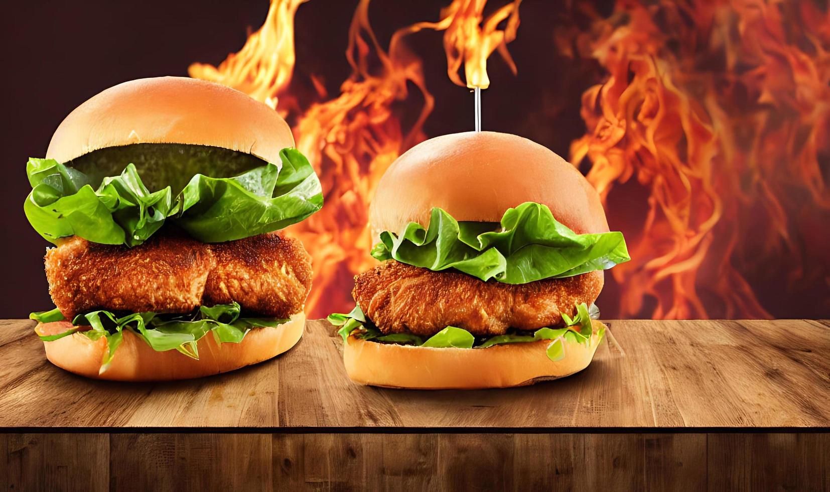 Chicken burger. Fresh tasty burger with fried chicken meat. 14028251