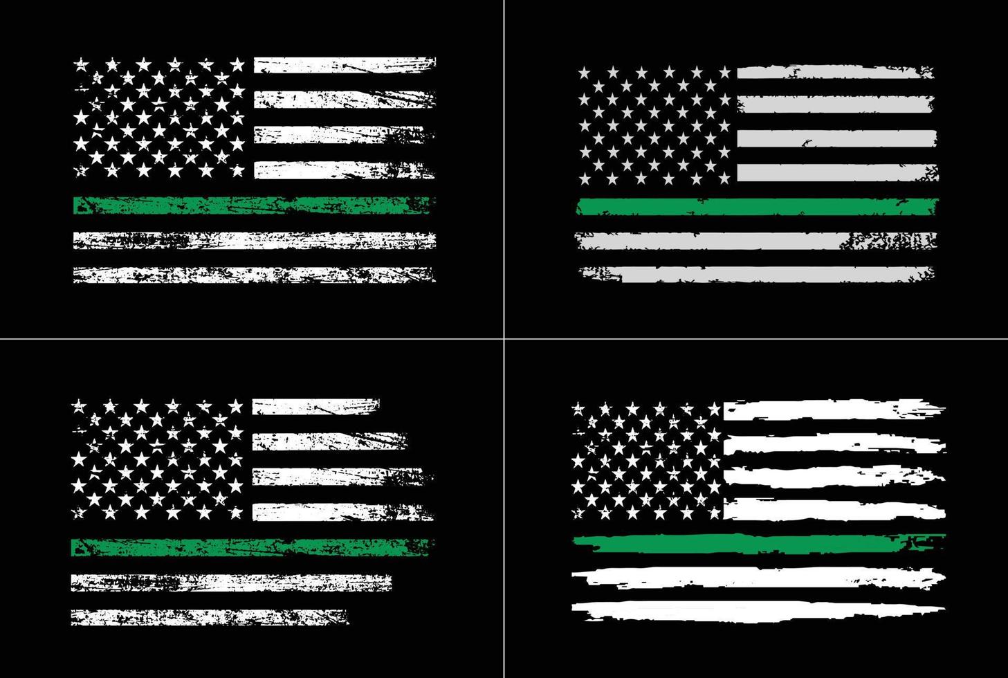 paquete de línea verde delgada con diseño de bandera de EE. UU. vector