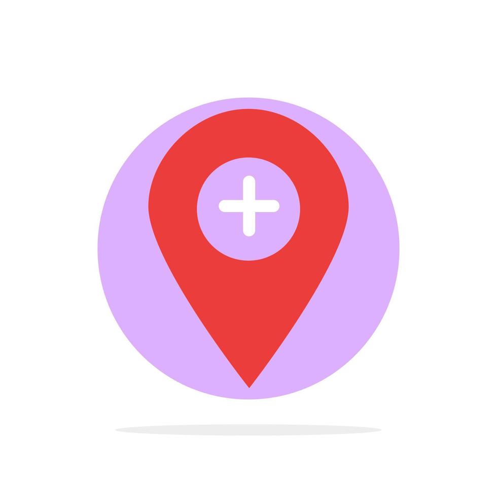 Plus Location Map Marker Pin Abstract Circle Background Flat color Icon vector