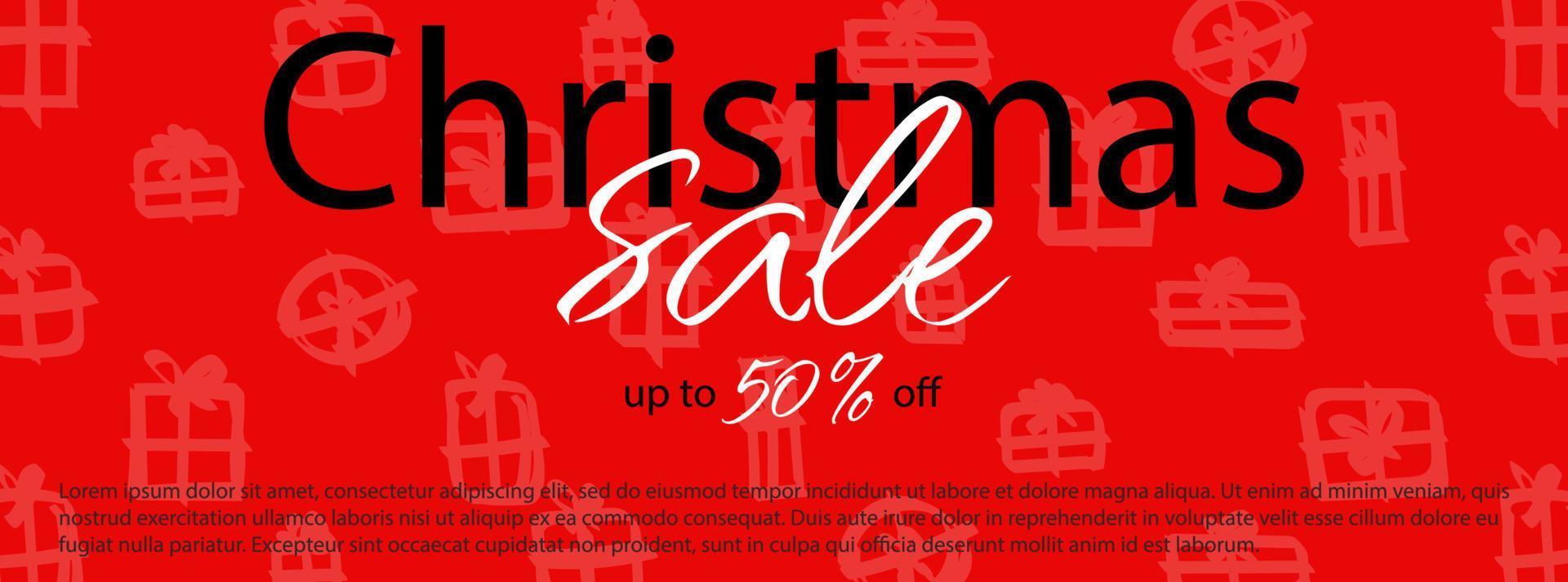 Christmas sale banner template vector illustration with gift boxes