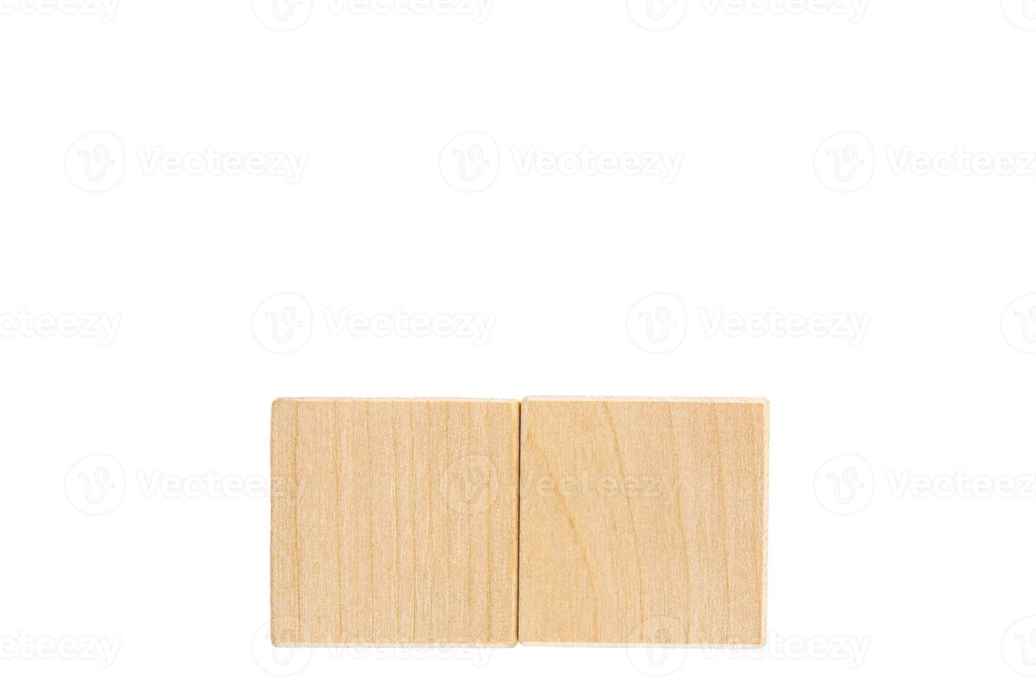 Two wooden cubes, with space for text. White isolated background. copy space. photo