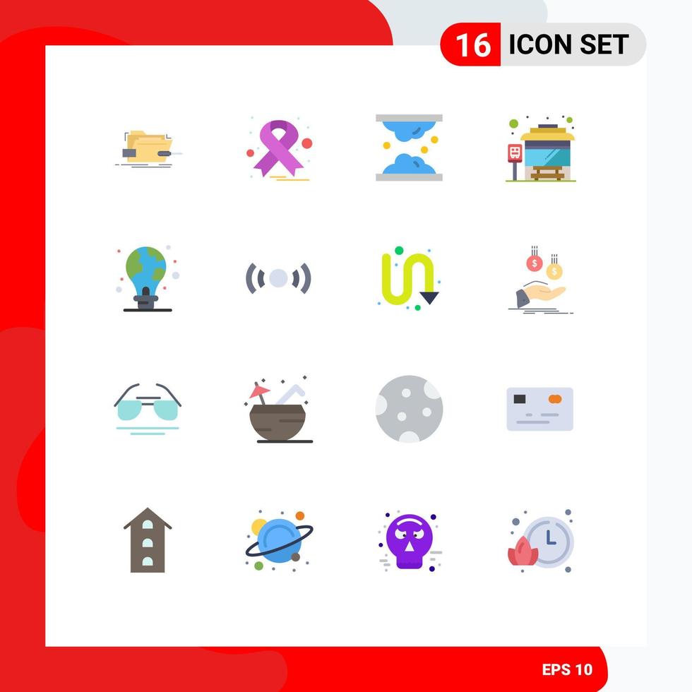 16 User Interface Flat Color Pack of modern Signs and Symbols of protection stop cholesterol bus skin care Editable Pack of Creative Vector Design Elements