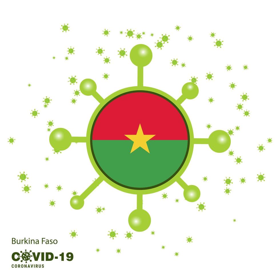 Burkina Faso Coronavius Flag Awareness Background Stay home Stay Healthy Take care of your own health Pray for Country vector