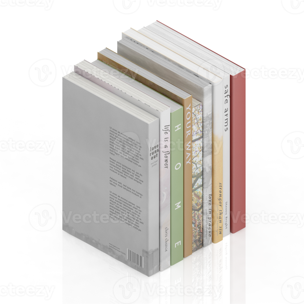 isometrico libri 3d rendere png