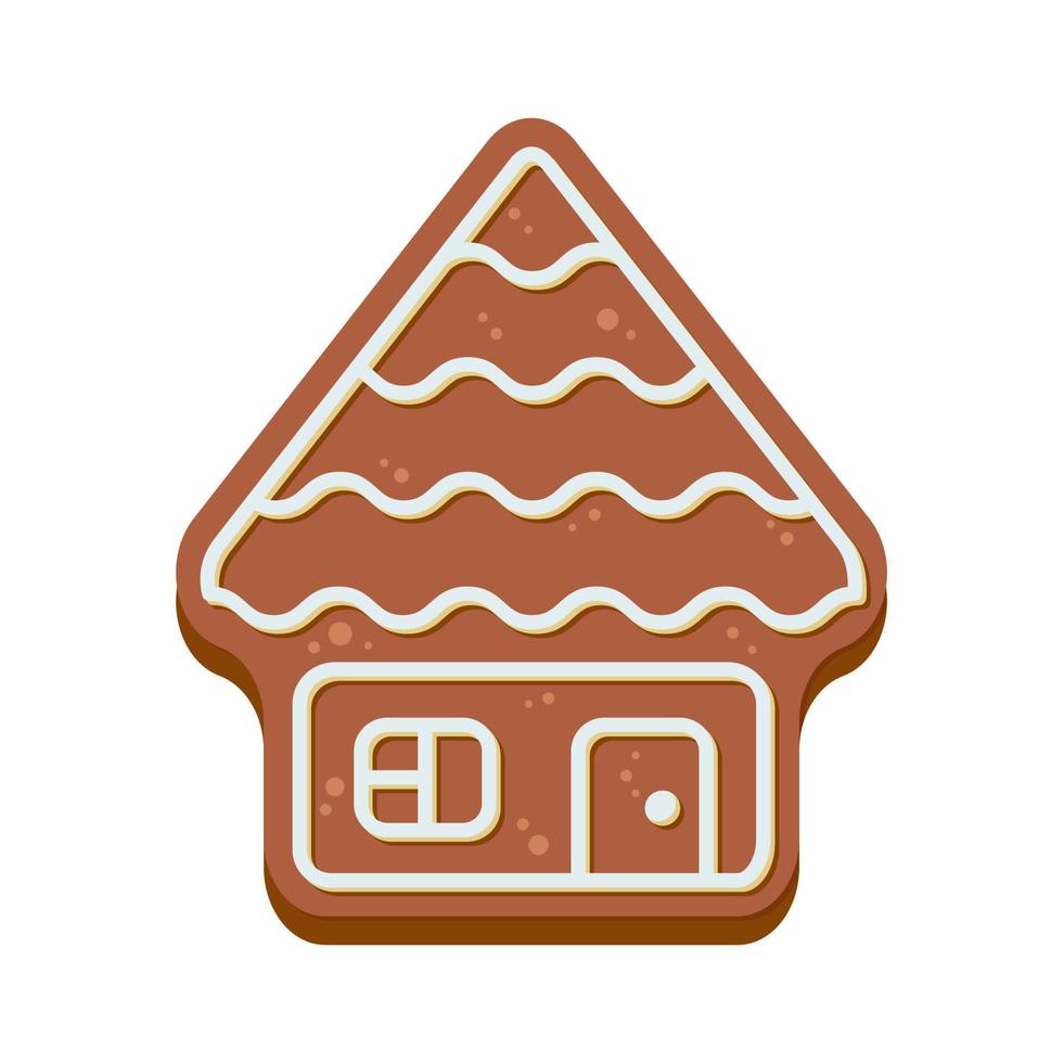 Christmas gingerbread cookie in the shape of house. Isolated vector illustration in flat cartoon style.