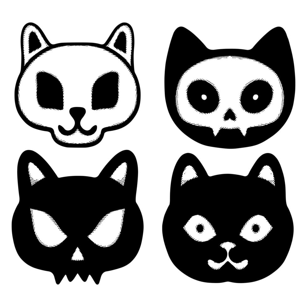 Collection set cat doodle Illustration hand drawn sketch for tattoo, stickers, etc vector