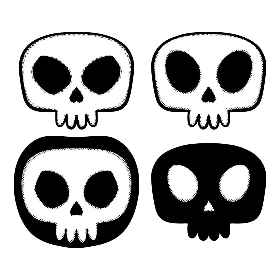 Collection set skull cute doodle Illustration hand drawn sketch for tattoo, stickers, etc vector
