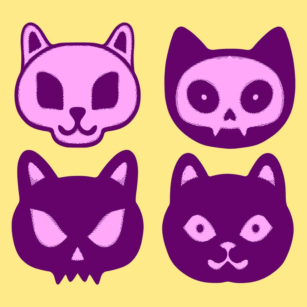 Collection set cat head doodle Illustration hand drawn sketch colorful for tattoo, stickers, etc vector