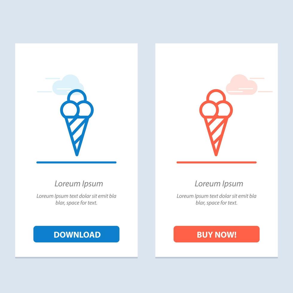Beach Ice Cream Cone  Blue and Red Download and Buy Now web Widget Card Template vector