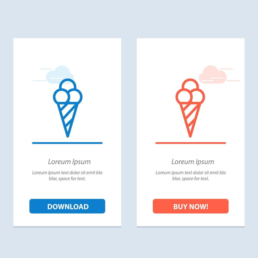 cono de helado de playa azul y rojo descargar y comprar ahora plantilla de tarjeta de widget web vector