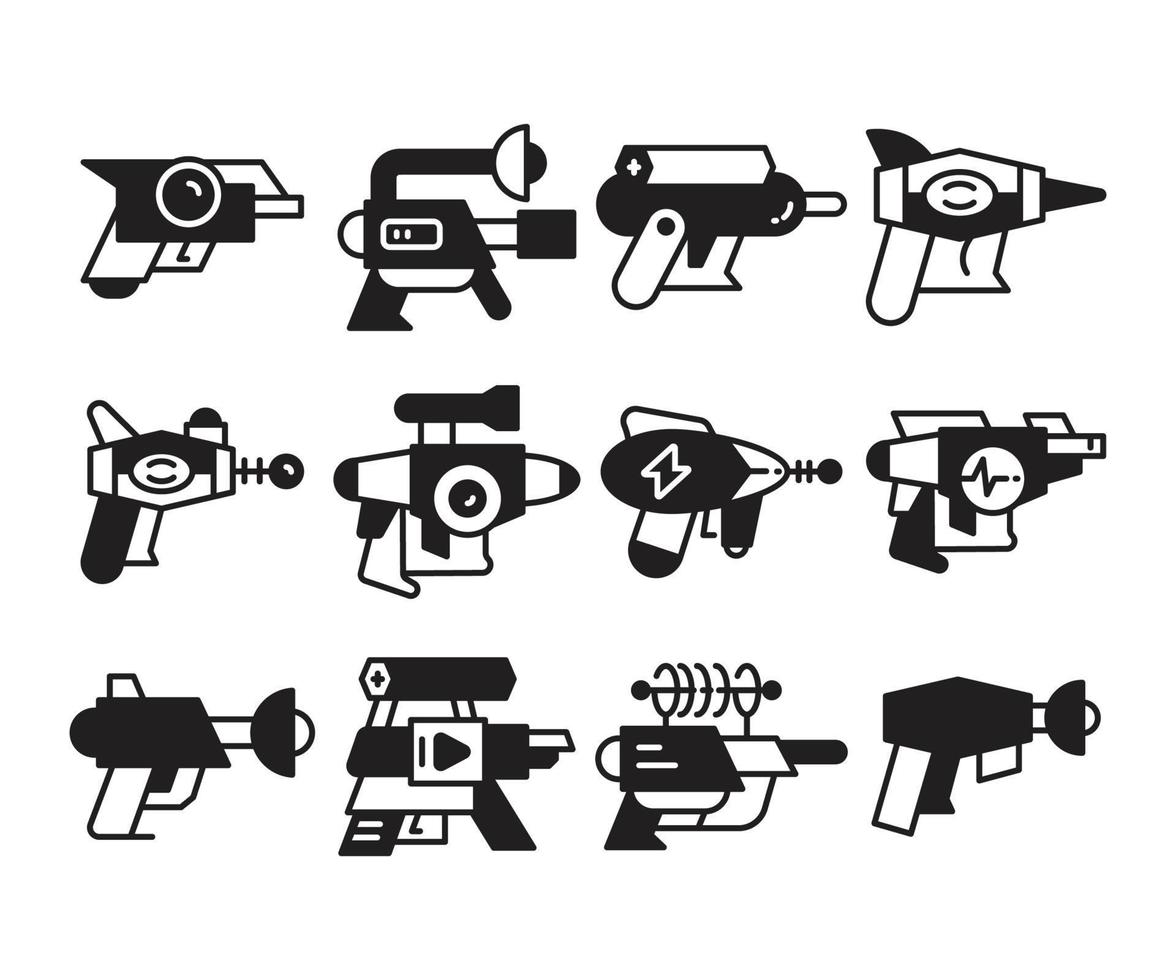 ray gun and blaster icons set vector