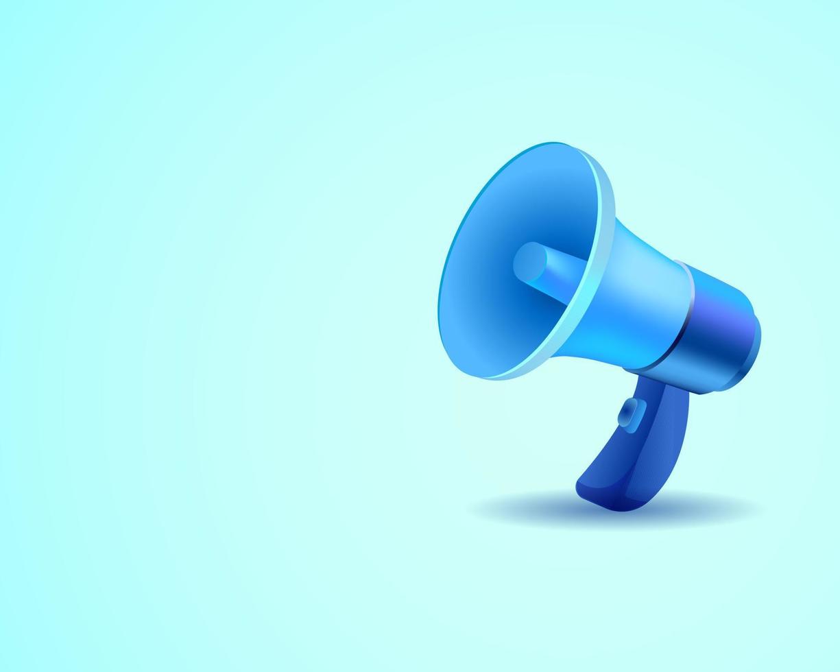 marketing concept. realistic 3d megaphone. blue megaphone. announcement illustration. megaphone illustration vector