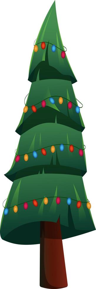 Cartoon Christmas tree with glowing garland on transparent background 14028899 Vector Art at 