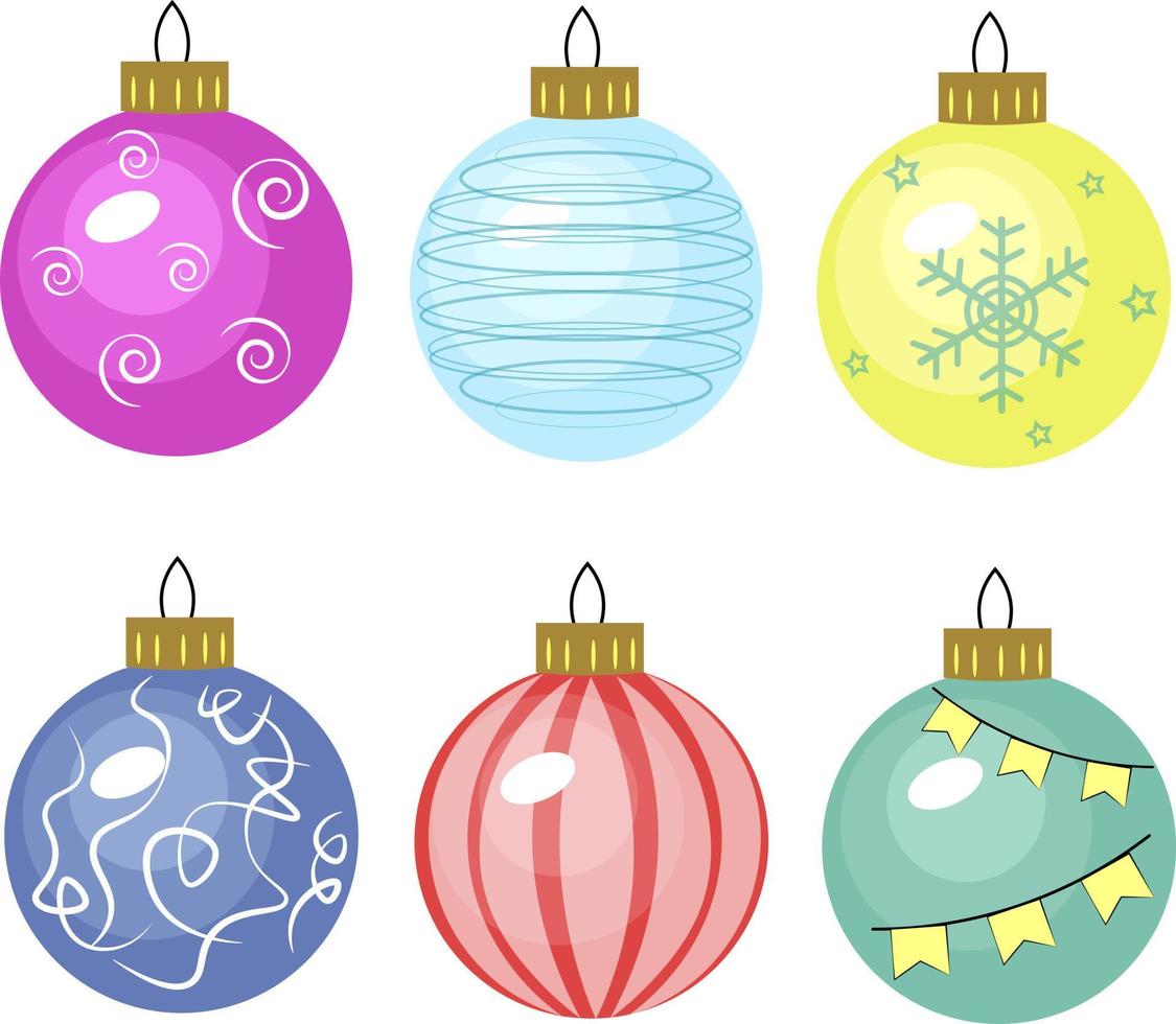 set of colorful christmas balls vector