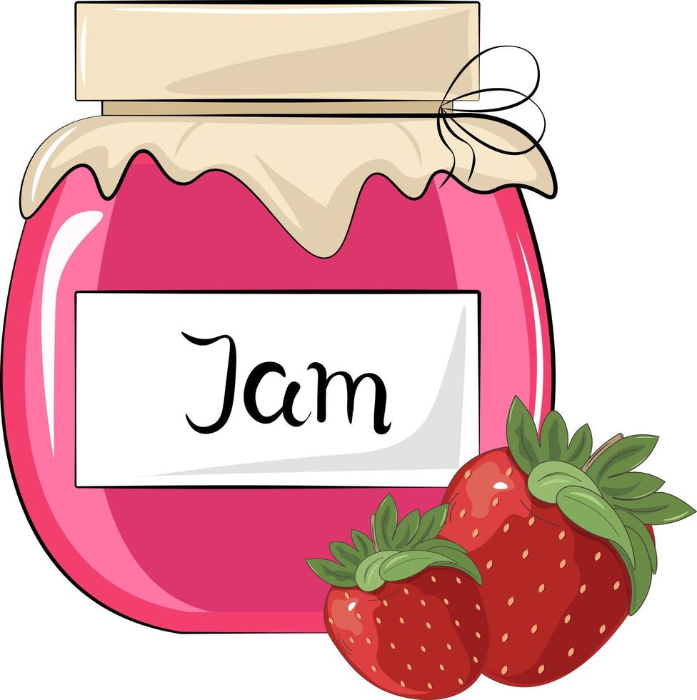 illustration of a jar of strawberry jam vector