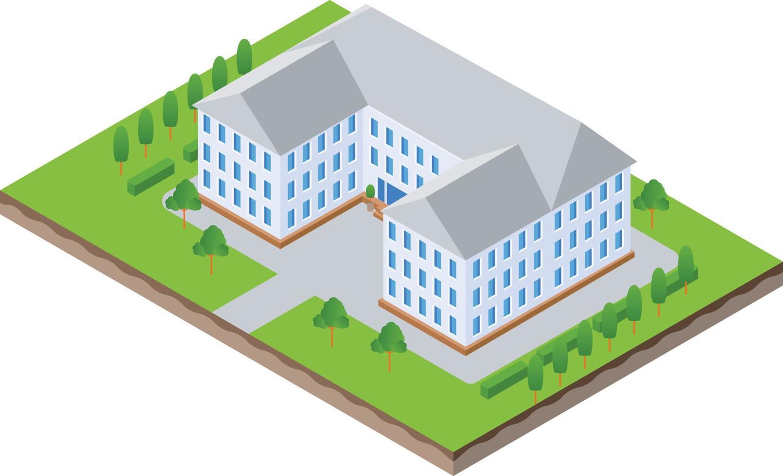 isometric scene of office apartment city building vector