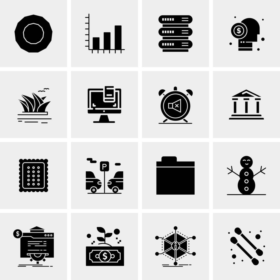 16 iconos de negocios universales vector ilustración de icono creativo para usar en proyectos relacionados con la web y dispositivos móviles