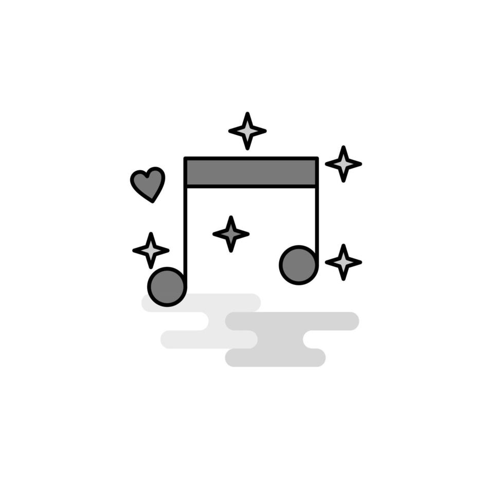 Love Music Web Icon Flat Line Filled Gray Icon Vector