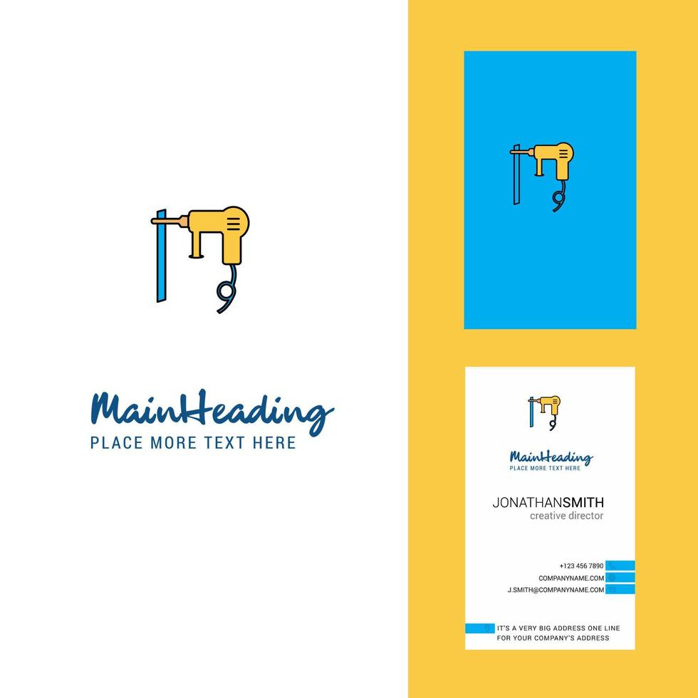 Drill machine Creative Logo and business card vertical Design Vector