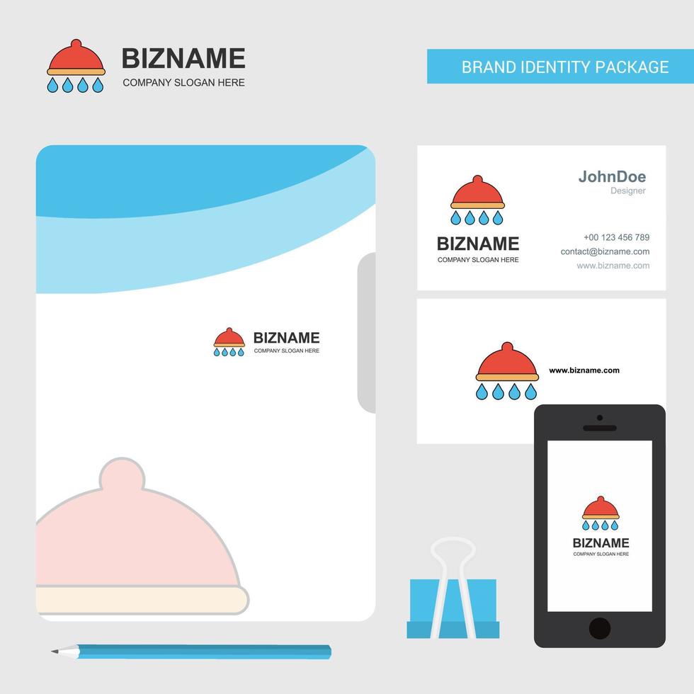 Shower Business Logo File Cover Visiting Card and Mobile App Design
