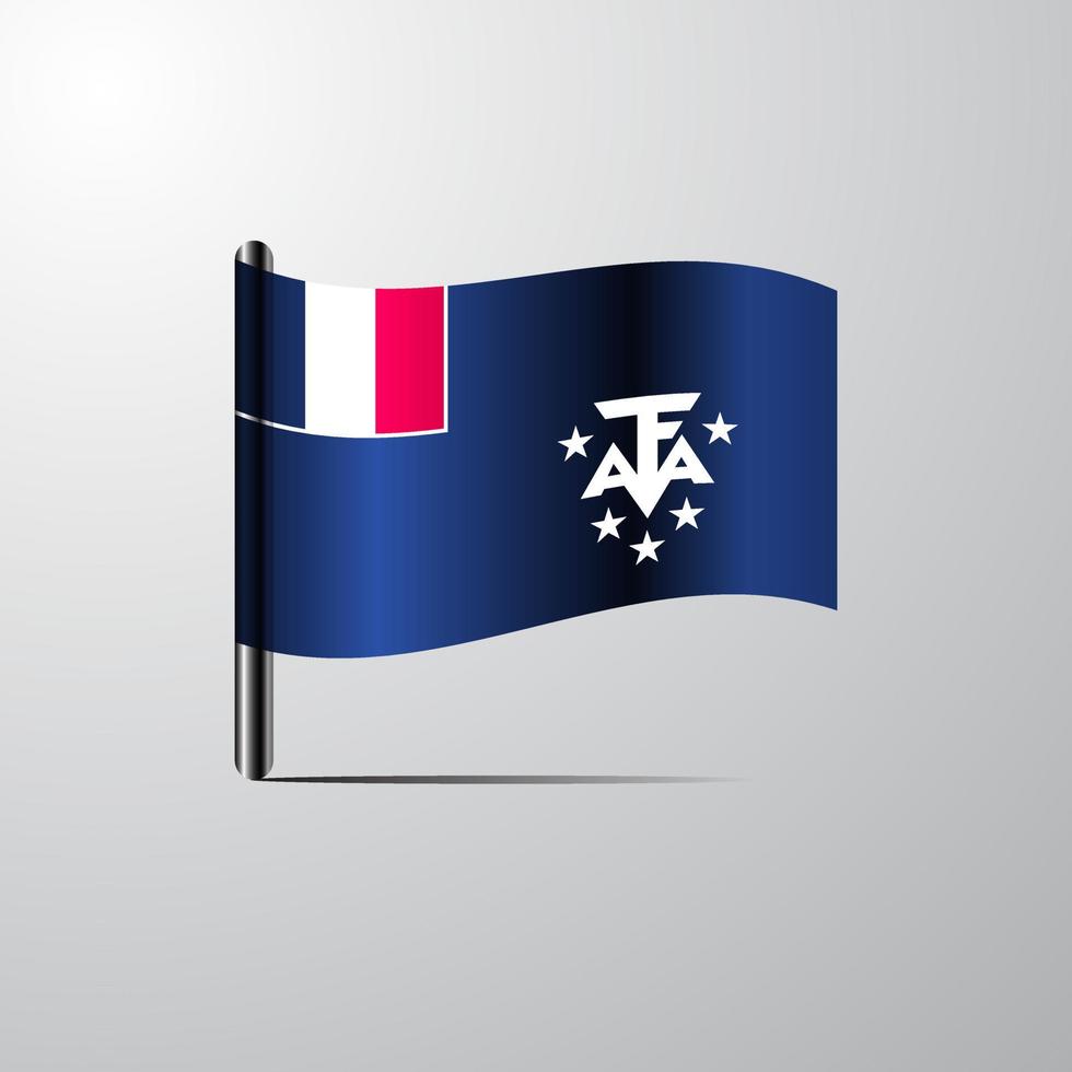 French Southern and Antarctic Lands waving Shiny Flag design vector