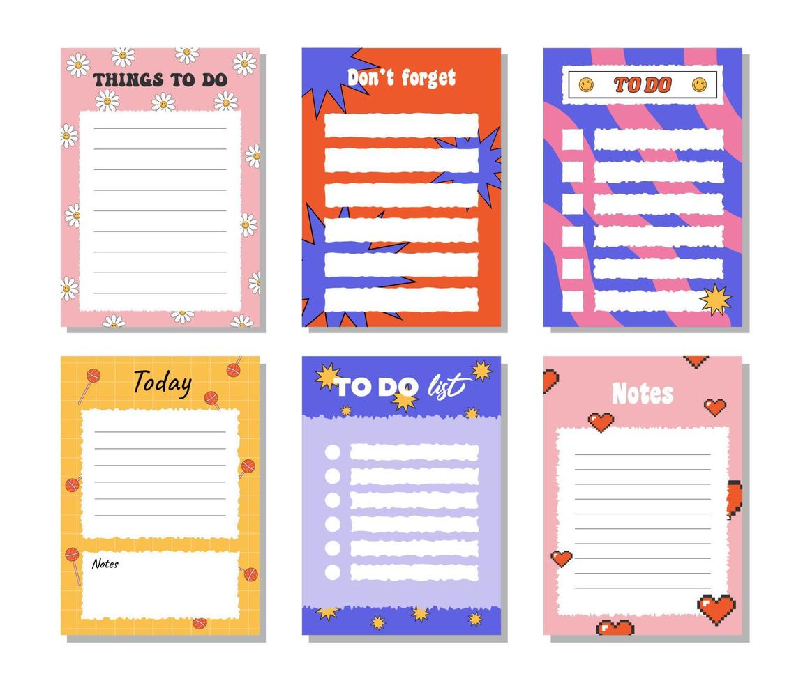 Set of planners and to do list vector