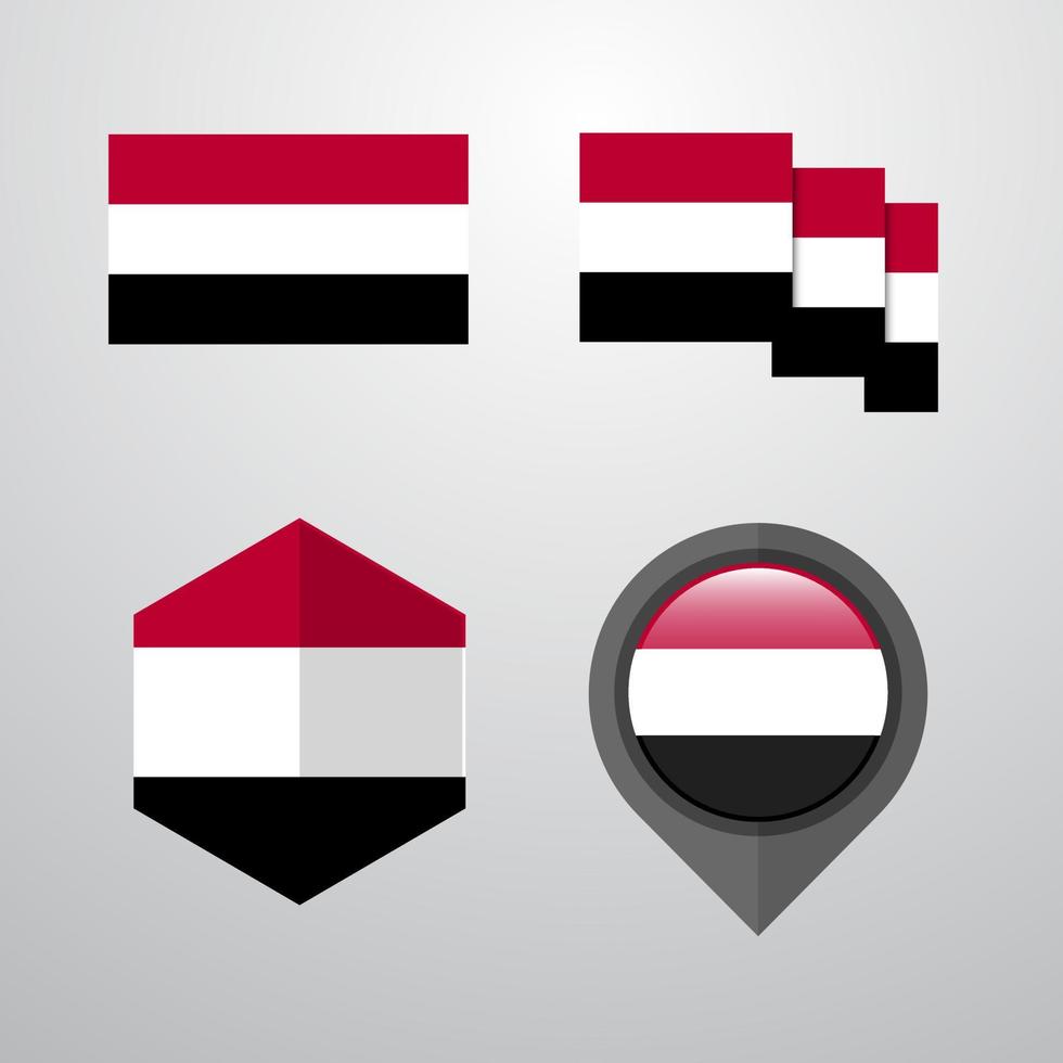 Yemen flag design set vector