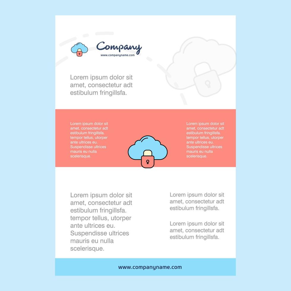 Template layout for Locked cloud comany profile annual report presentations leaflet Brochure Vector Background