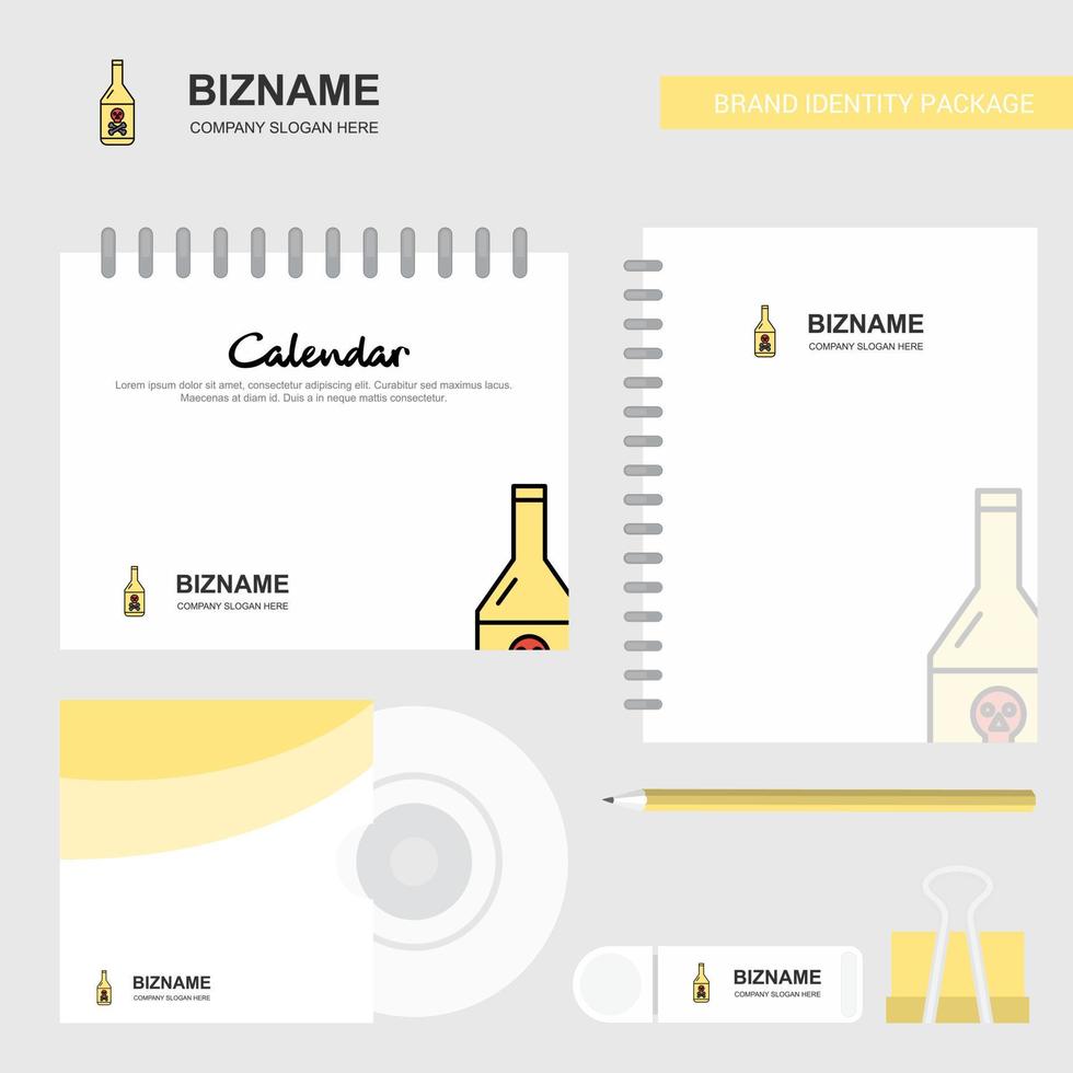 Drink bottle Logo Calendar Template CD Cover Diary and USB Brand Stationary Package Design Vector Template