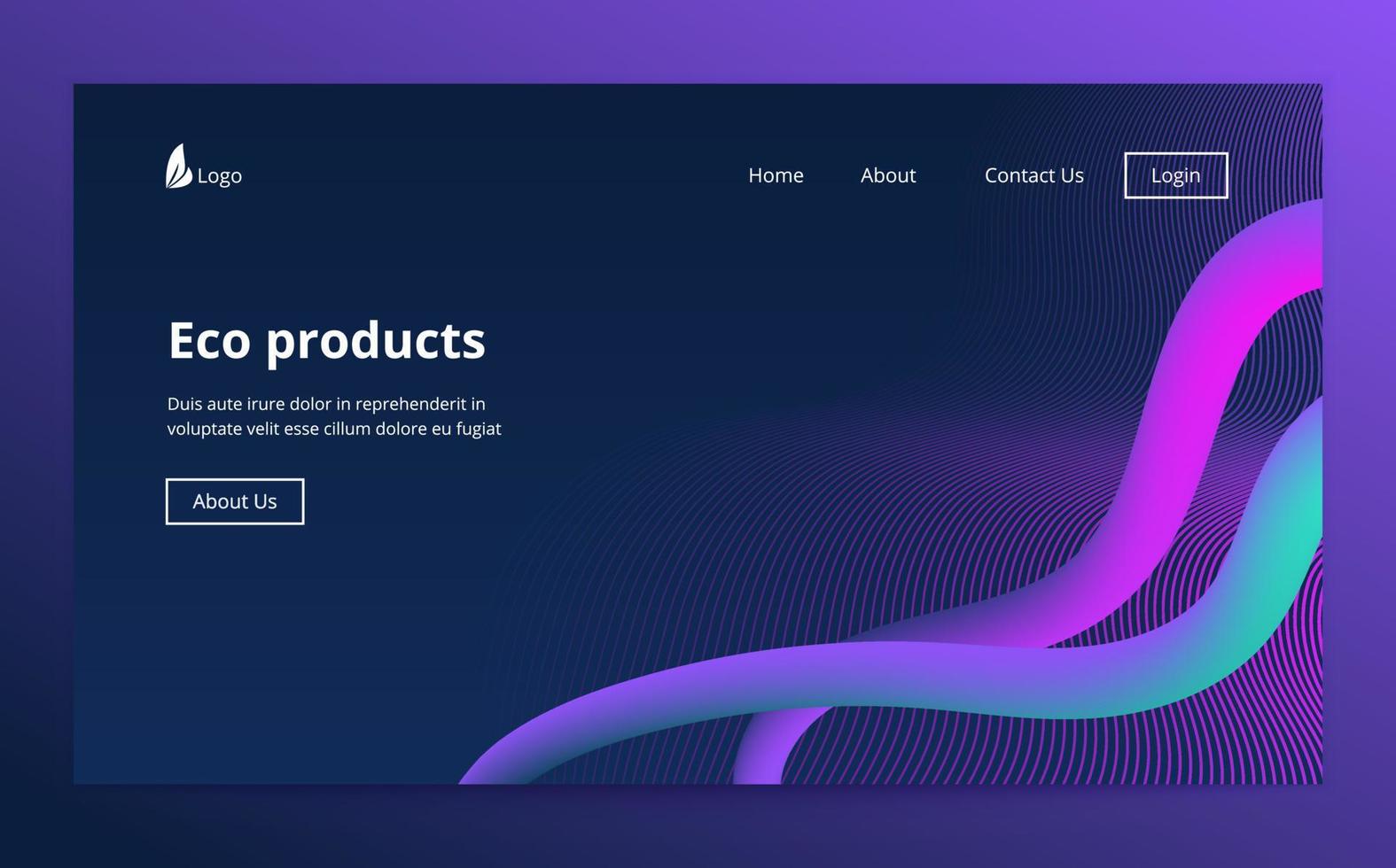 Landing site page template. Header for website. Liquid flow glow, lava lamp geometric background for banner, card, UI design or wallpaper. Gradient neon blue, mesh wave. Fluid colorful 3d tubes. vector