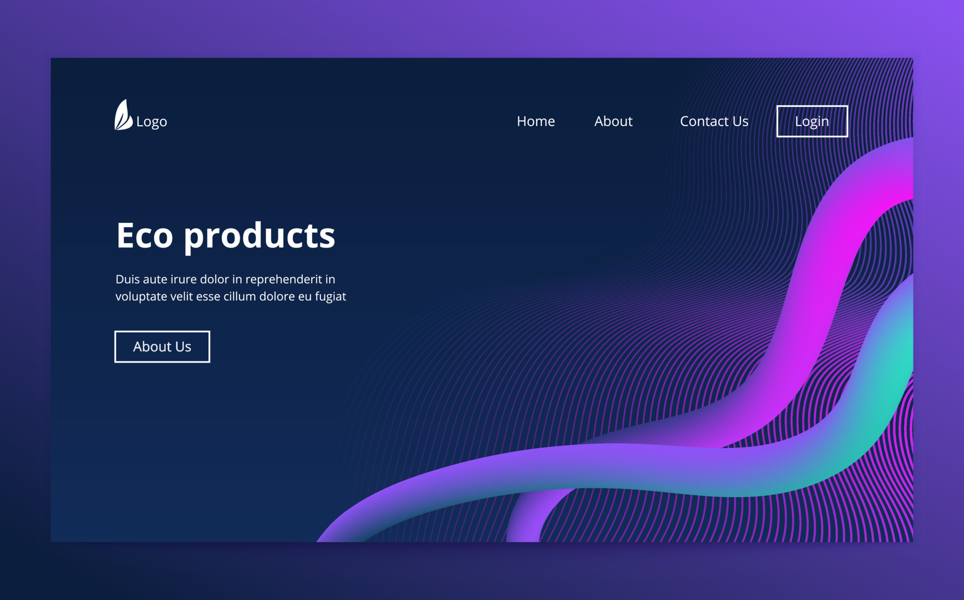 Landing site page template. Header for website. Liquid flow glow, lava